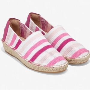 NIB Cole Haan Cloudfeel Stitchlite Espadrille Flat in Pink Stripe